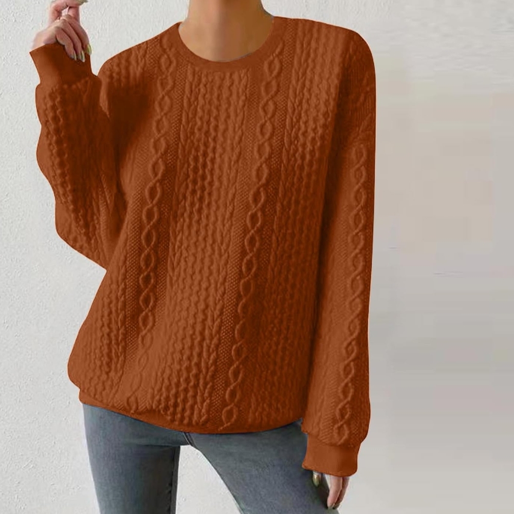 Brown Cozy Textured Sweatshirt - Picture 6 of 6